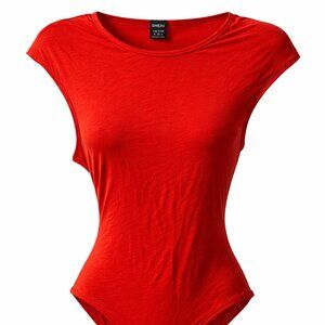 SHEIN Women’s Red Fitted Short Sleeve Bodysuit – Size S